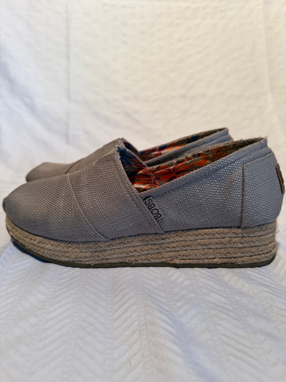 Bobs from Skechers Taupe Canvas Slip-On Espadrilles - Casual Everyday Shoes. - Picture 4 of 9